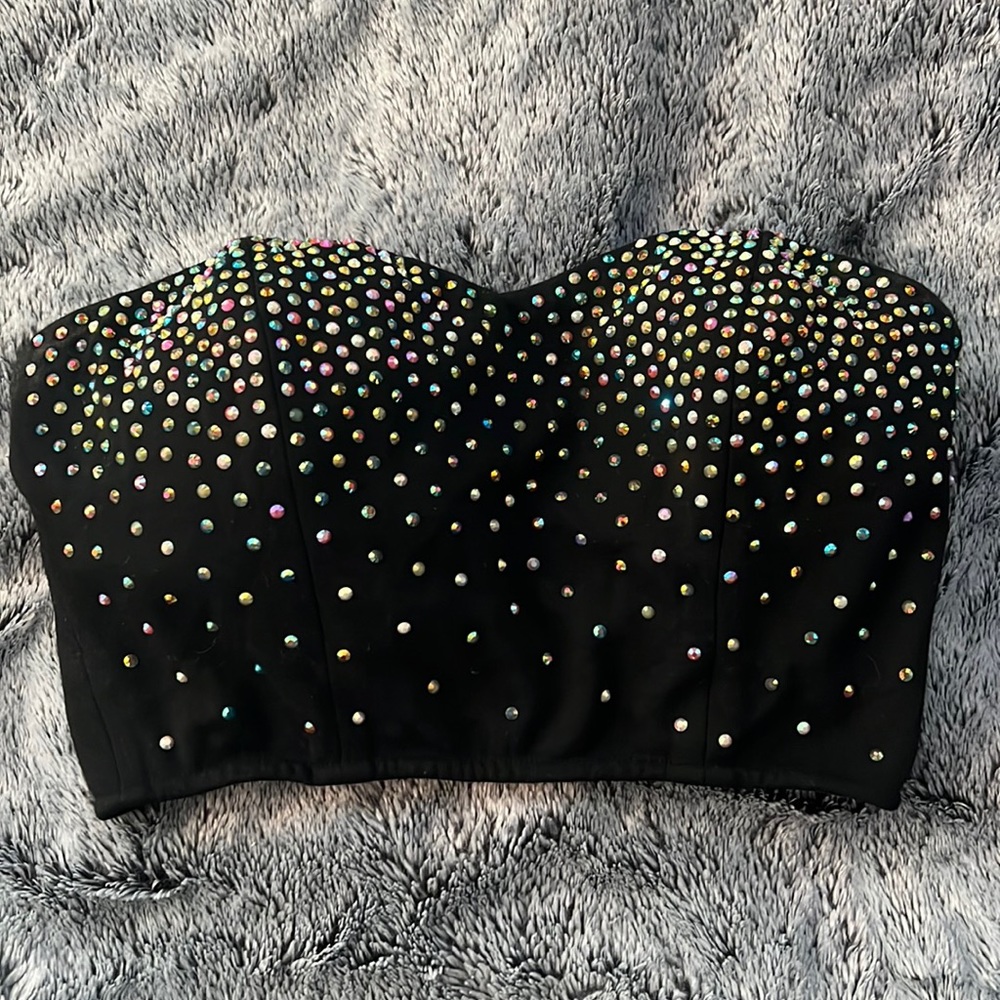 Rhinestone Bustier Cropped Tube Top